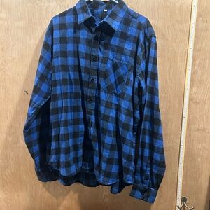 Casual Blue and Black Plaid Men's Shirt
